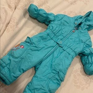Teal Quilted Baby Snowsuit